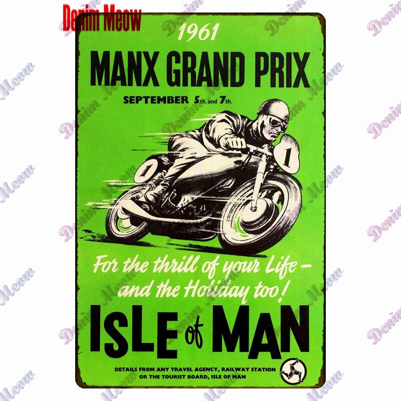 TT Isle of Man retro style metal wall plates - Retro Shop NL