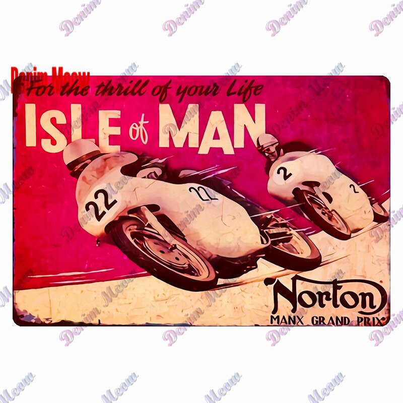 TT Isle of Man retro style metal wall plates - Retro Shop NL