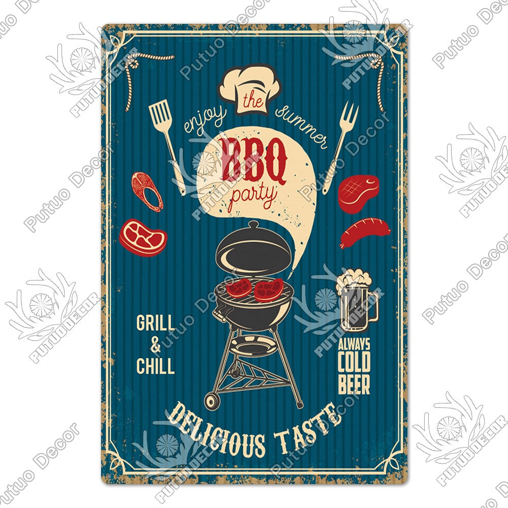 BBQ Retro style wall plate - Retro Shop NL