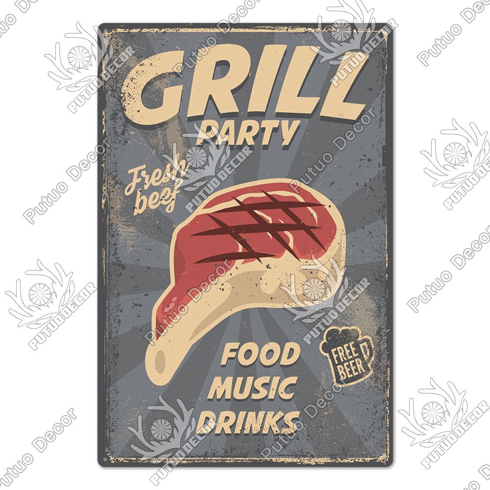 BBQ Retro style wall plate - Retro Shop NL