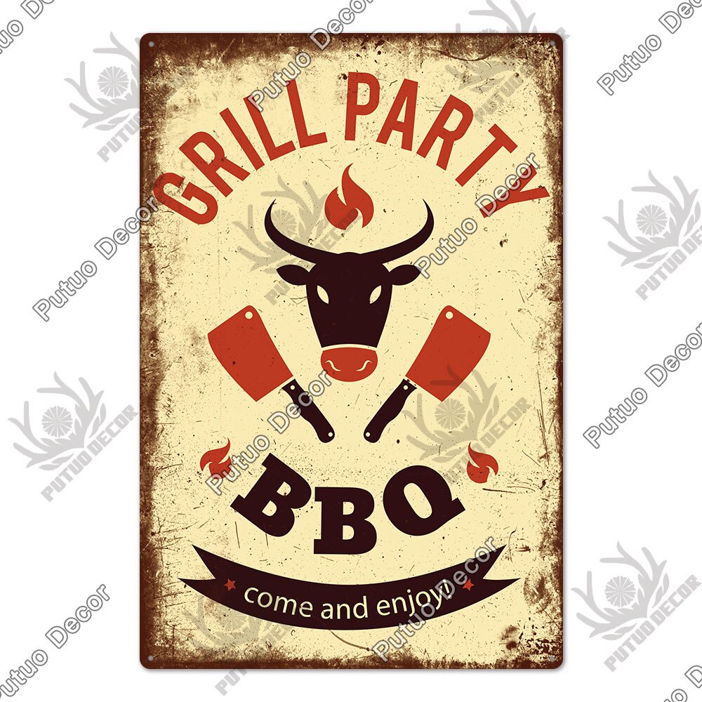 BBQ Retro style wall plate - Retro Shop NL