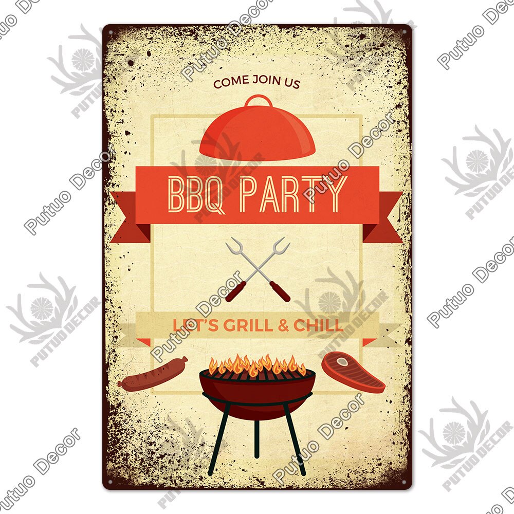 BBQ Retro style wall plate - Retro Shop NL