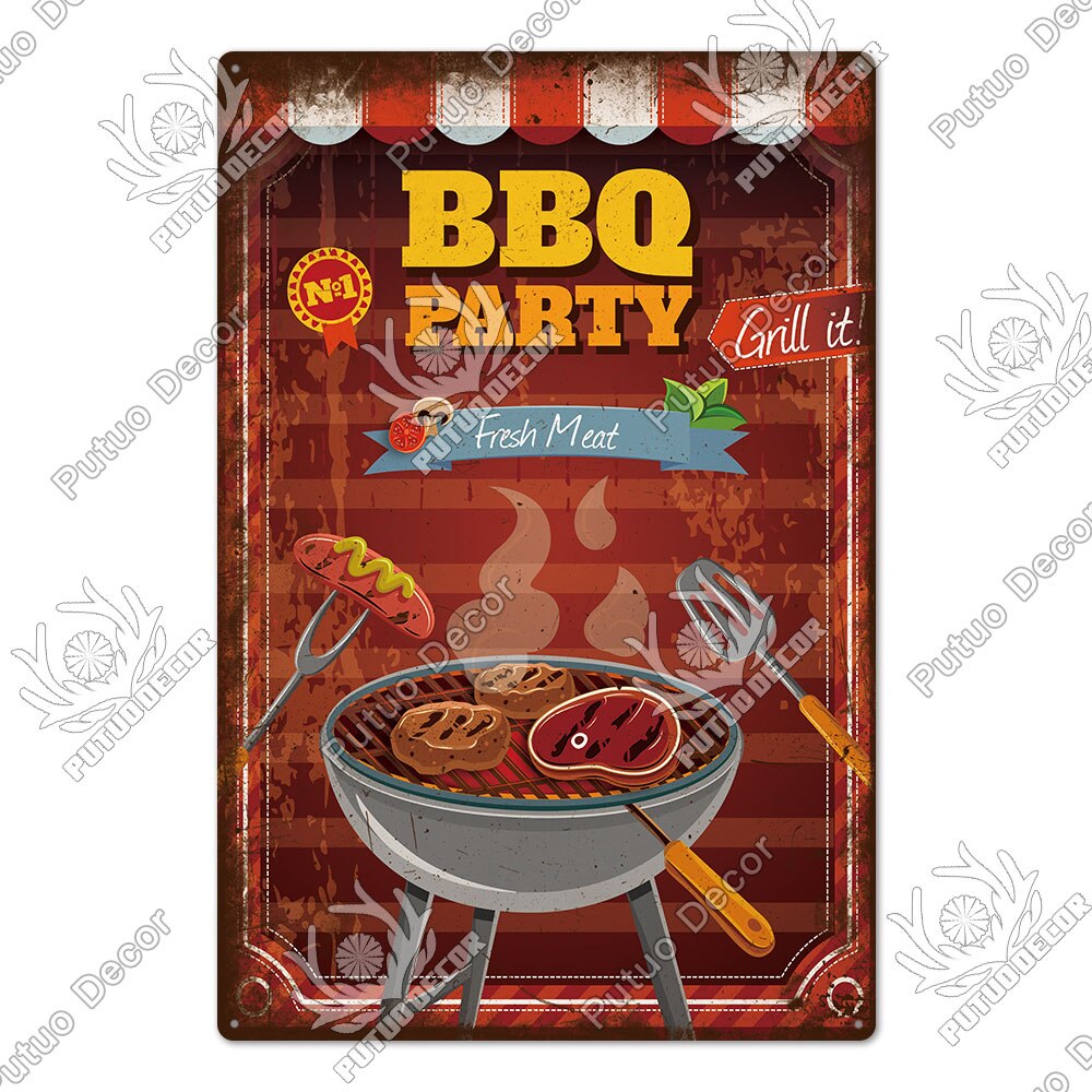 BBQ Retro style wall plate - Retro Shop NL