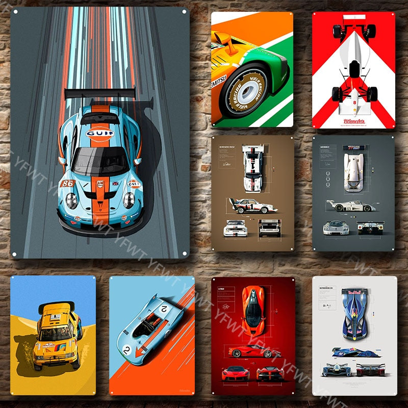 Racing Cars Retro wall signs - Retro Shop NL