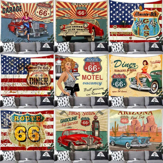 American Cars & Route 66 Tapestry - Retro Shop NL