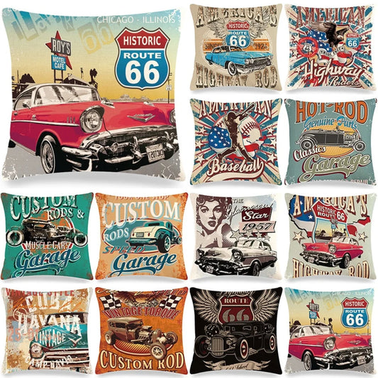 American Style route 66 pillowcase - Retro Shop NL