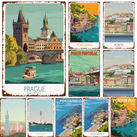 Travel and the City wall signs - Retro Shop NL